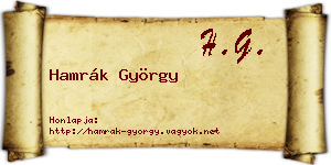 Hamrák György névjegykártya