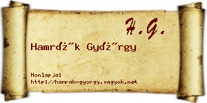 Hamrák György névjegykártya